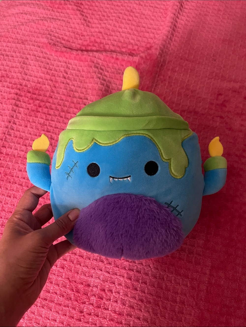 Squishmallows Blue Plush with Green Accents